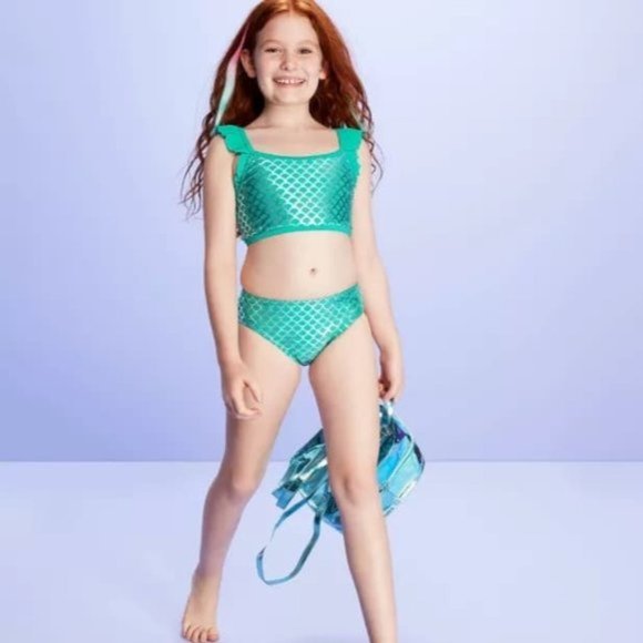 Cat & Jack Ruffle Sleeve Bikini Swimsuit Set szXXL - Picture 2 of 10